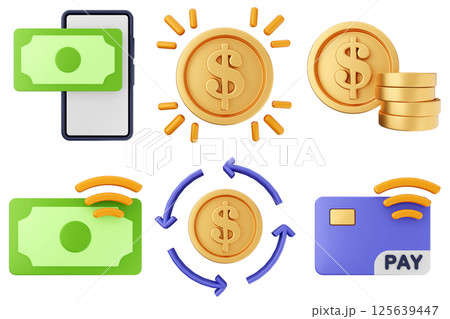 3d money payment transaction icon set bundle 3d money payment transaction icon set bundle 125639447