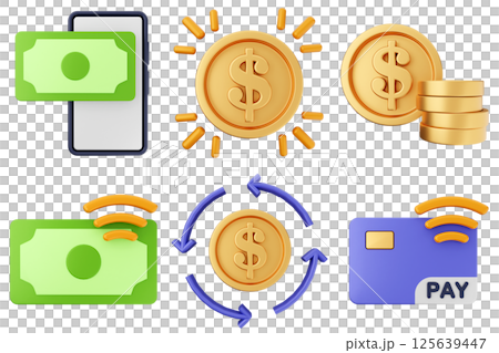 3d money payment transaction icon set bundle 3d money payment transaction icon set bundle 125639447