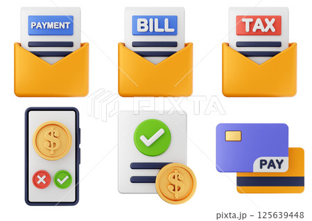 3d money payment transaction icon set bundle 125639448