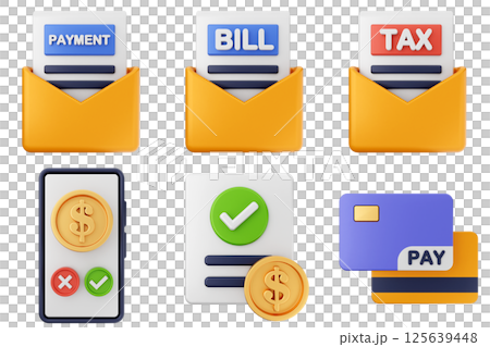 3d money payment transaction icon set bundle 125639448
