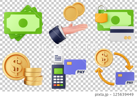 3d money payment transaction icon set bundle 3d money payment transaction icon set bundle 125639449