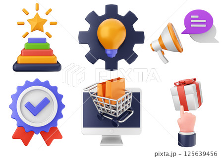 3d Search Engine Optimization icon set bundle 125639456