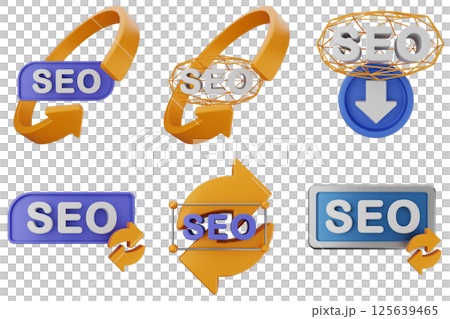 3d Search Engine Optimization icon set bundle 125639465