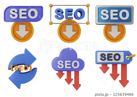 3d Search Engine Optimization icon set bundle 125639466