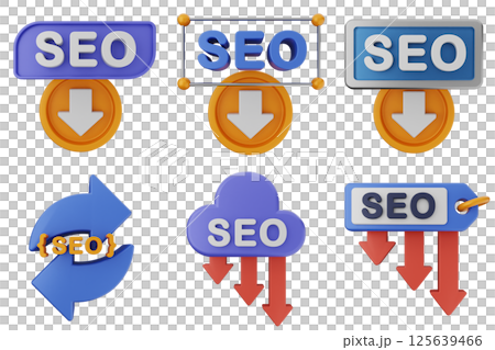 3d Search Engine Optimization icon set bundle 125639466