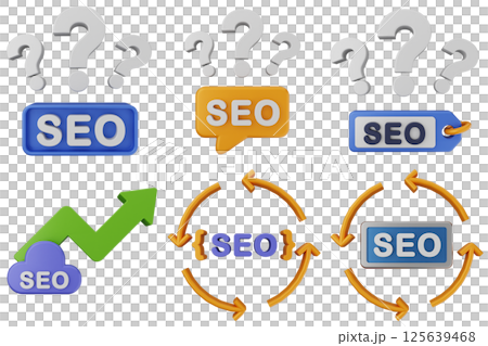 3d Search Engine Optimization icon set bundle 125639468