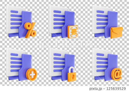 3d file folder document information archive icon set bundle 125639529