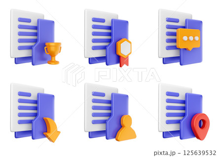 3d file folder document information archive icon set bundle 125639532