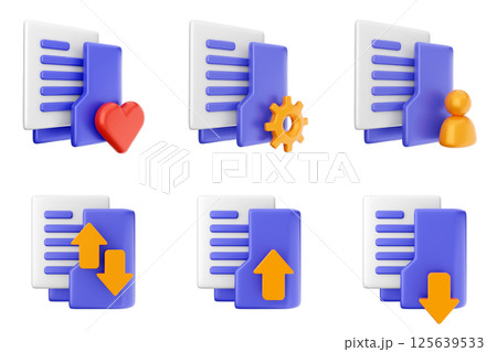 3d file folder document information archive icon set bundle 125639533