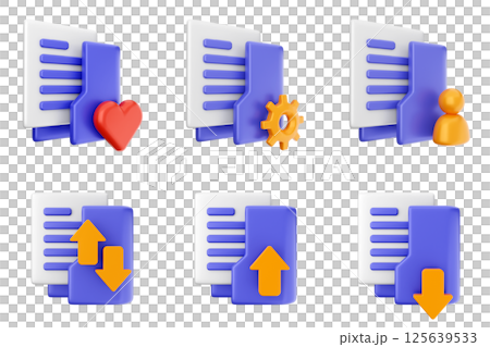 3d file folder document information archive icon set bundle 125639533