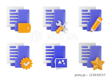 3d file folder document information archive icon set bundle 125639537