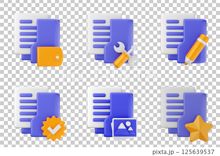 3d file folder document information archive icon set bundle 125639537