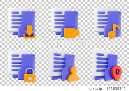 3d file folder document information archive icon set bundle 125639542
