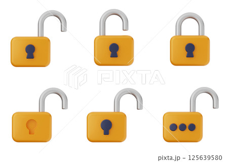 3d padlock secure safe key system private icon set bundle 125639580
