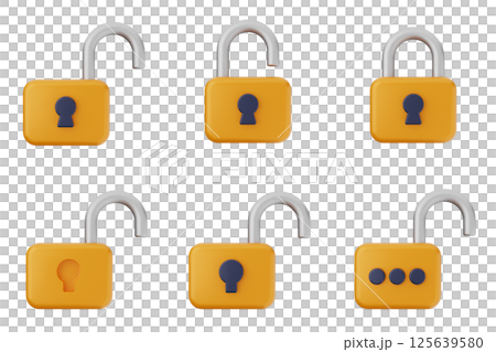 3d padlock secure safe key system private icon set bundle 125639580