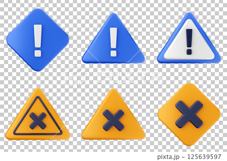 3d caution sign alert warning safety security icon set bundle 125639597