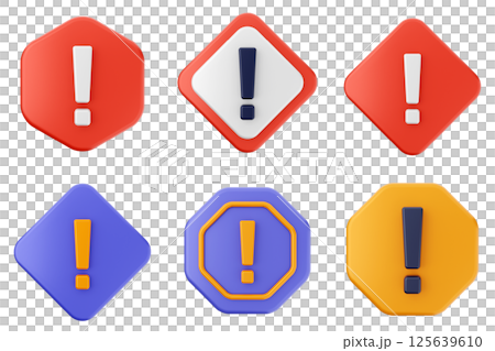 3d caution sign alert warning safety security icon set bundle 125639610