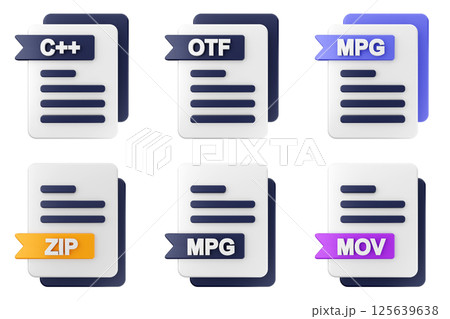 3d file format type icon set bundle 125639638
