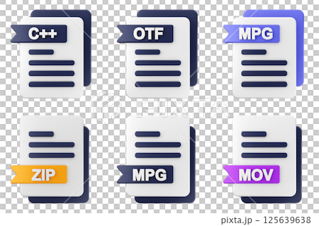 3d file format type icon set bundle 125639638