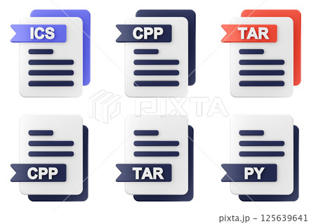 3d file format type icon set bundle ics cpp tar py 125639641