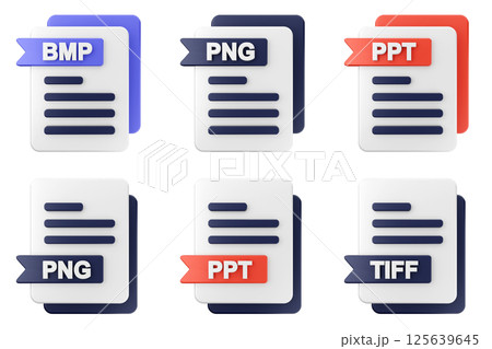 3d file format type icon set bundle bmp png ppt tiff 125639645