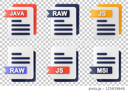 3d file format type icon set bundle java raw js msi 125639648