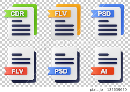 3d file format type icon set bundle cdr flv psd ai 125639650