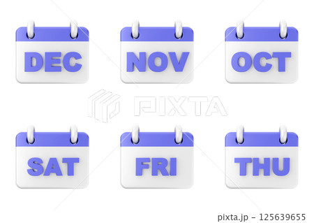 3d calendar icon set bundle 125639655