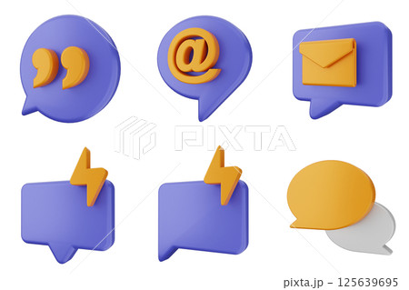 3d chat speech talk bubble icon illustration icon set bundle 125639695