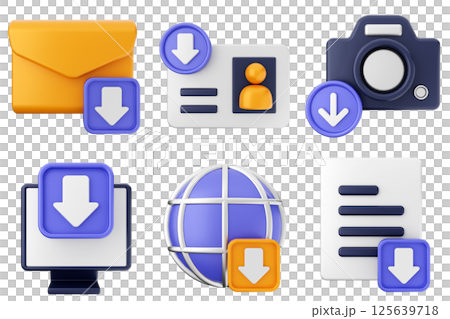 3d download data media icon set bundle 125639718