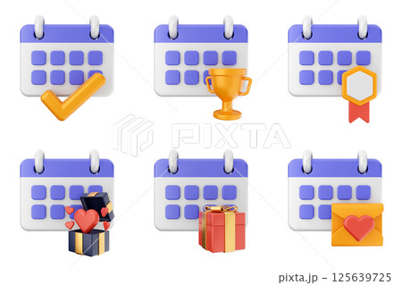 3d calendar icon set bundle 125639725