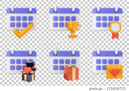 3d calendar icon set bundle 125639725