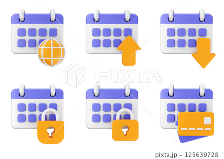 3d calendar icon set bundle 125639728