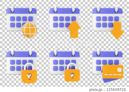 3d calendar icon set bundle 125639728