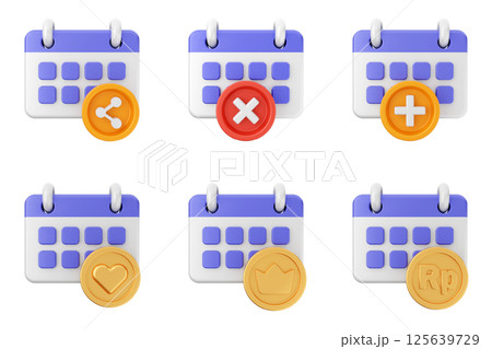 3d calendar icon set bundle 125639729