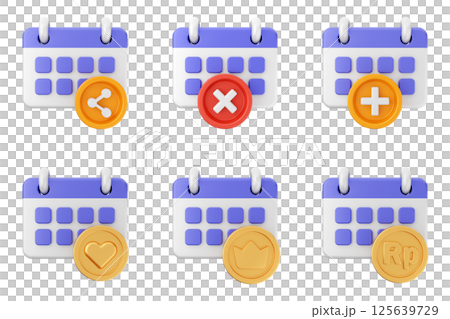 3d calendar icon set bundle 125639729