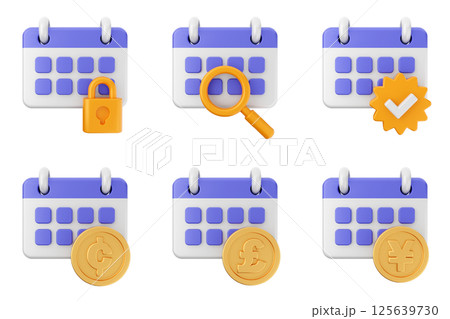 3d calendar icon set bundle 125639730