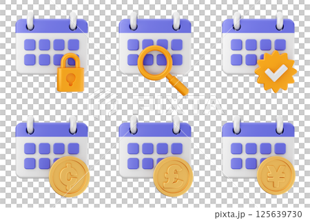 3d calendar icon set bundle 125639730