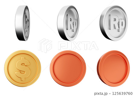 3d coin money currency finance payment investment icon set bundle 125639760