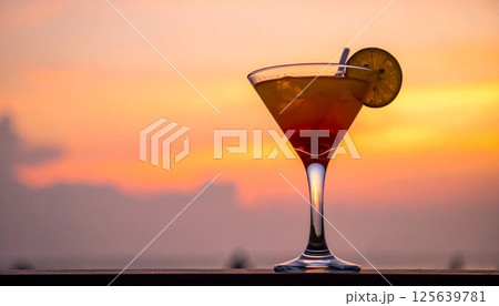 夕焼けとカクテルのハーモニー 125639781