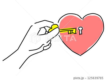 メンタルヘルス、ハート型の心の扉を開く鍵 メンタルヘルス、ハート型の心の扉を開く鍵 125639785