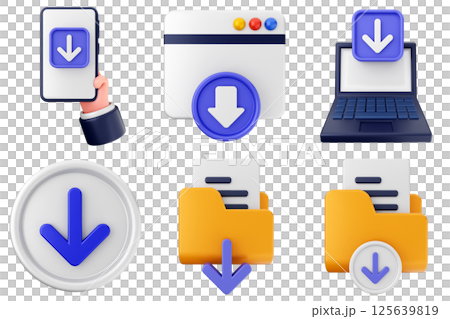 3d download data media icon set bundle 3d download data media icon set bundle 125639819