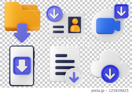 3d download data media icon set bundle 3d download data media icon set bundle 125639825