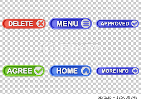 3d text box click button icon set bundle 125639848