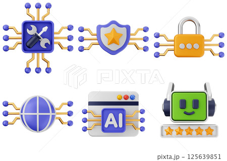 3d artificial intelligence icon set bundle 125639851
