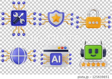 3d artificial intelligence icon set bundle 3d artificial intelligence icon set bundle 125639851