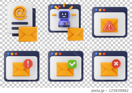 3d mail email message chat envelope icon set bundle 125639862
