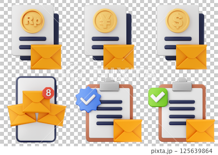 3d mail email message chat envelope icon set bundle 125639864