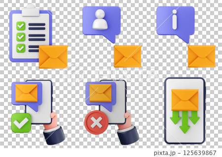 3d mail email message chat envelope icon set bundle 3d mail email message chat envelope icon set bundle 125639867