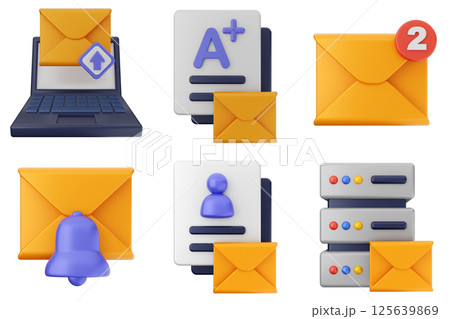 3d mail email message chat envelope icon set bundle 125639869